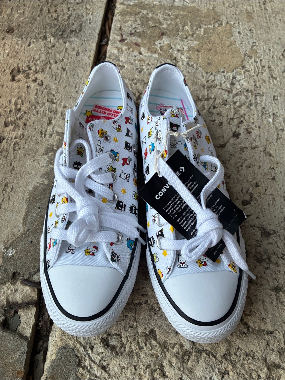 Converse White Hello Kitty Pattern Low Top Sneakers